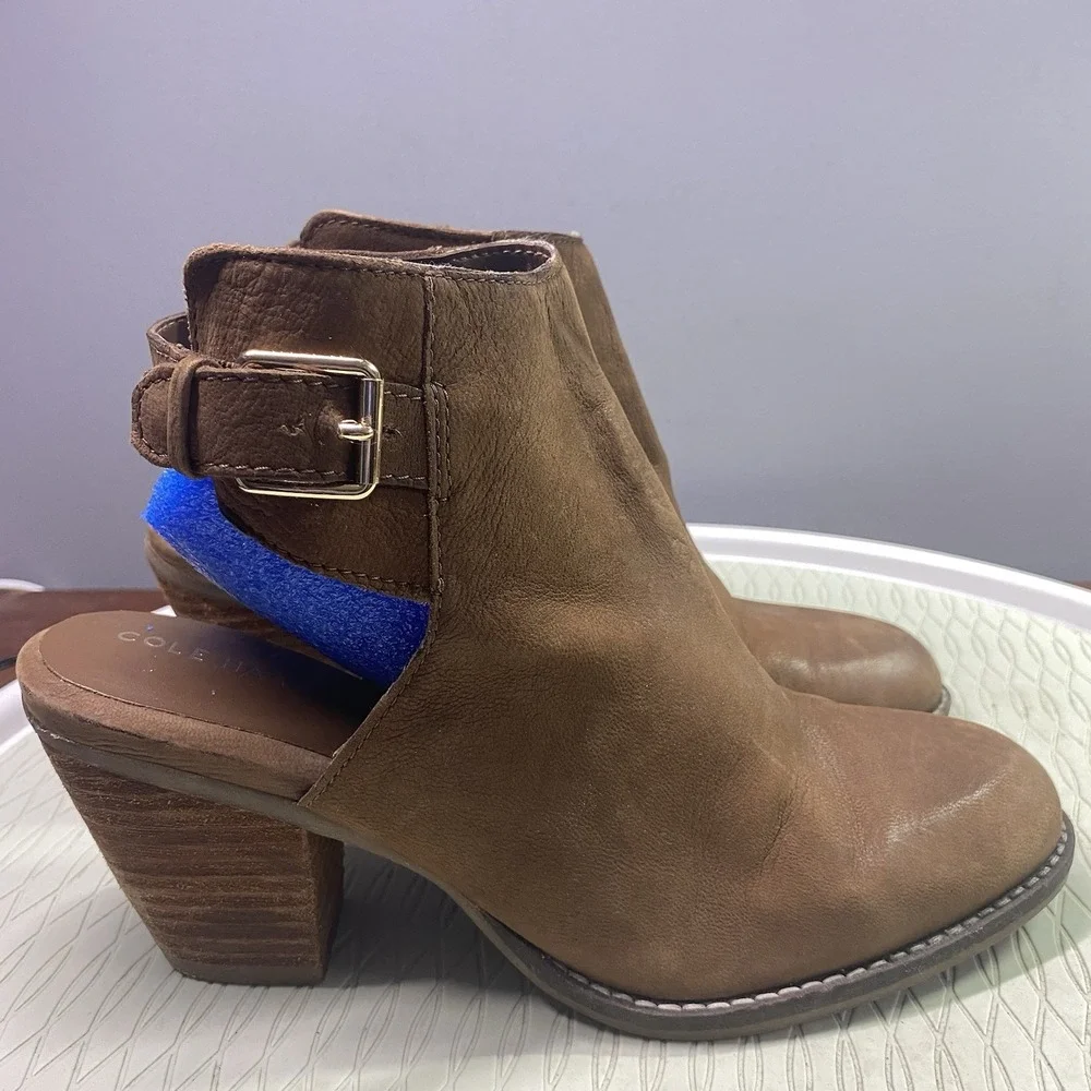 Cole Haan Pippa Womens Brown Leather Booties Sling Back Ankle SZ‎ 8